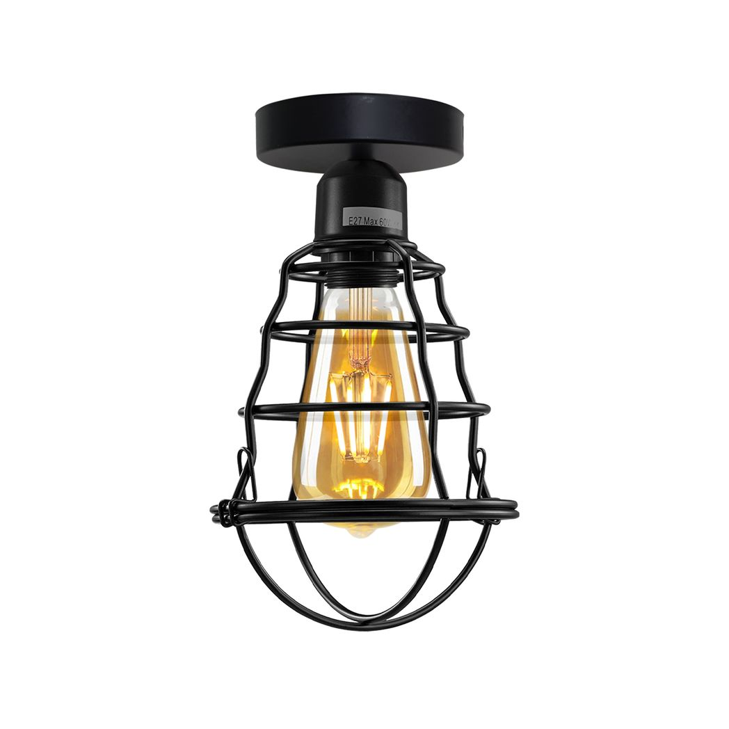 Vintage Industrial Geometric Wire Cage Ceiling Rose Light | Bulb Holder | Braxby