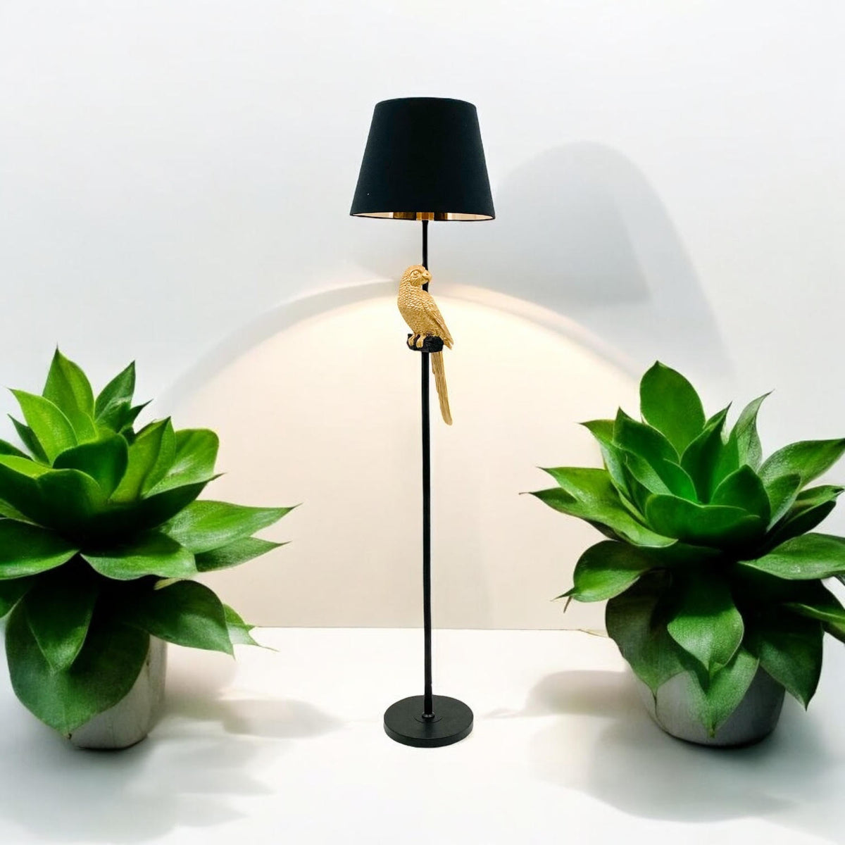 Parrot Design Floor Lamp | 164cm | Black Drum Shade