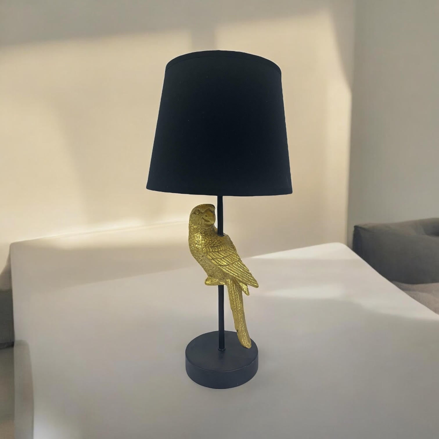 Parrot Design Table Lamp with Black Shade | 47cm | Decorative | Braxby