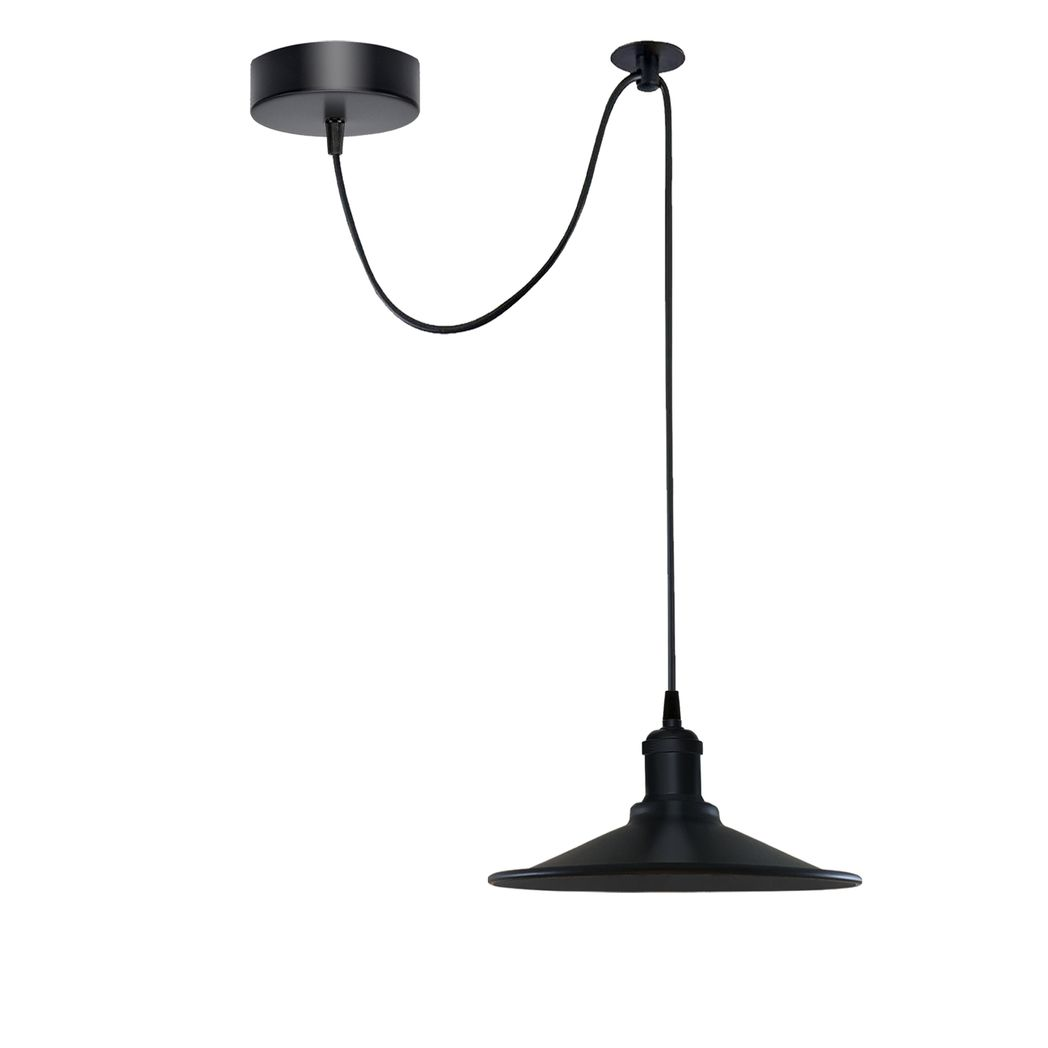 Black Vintage 1-Head Cone Pendant Light | Adjustable Cord | Hanging Light Fixture | Braxby