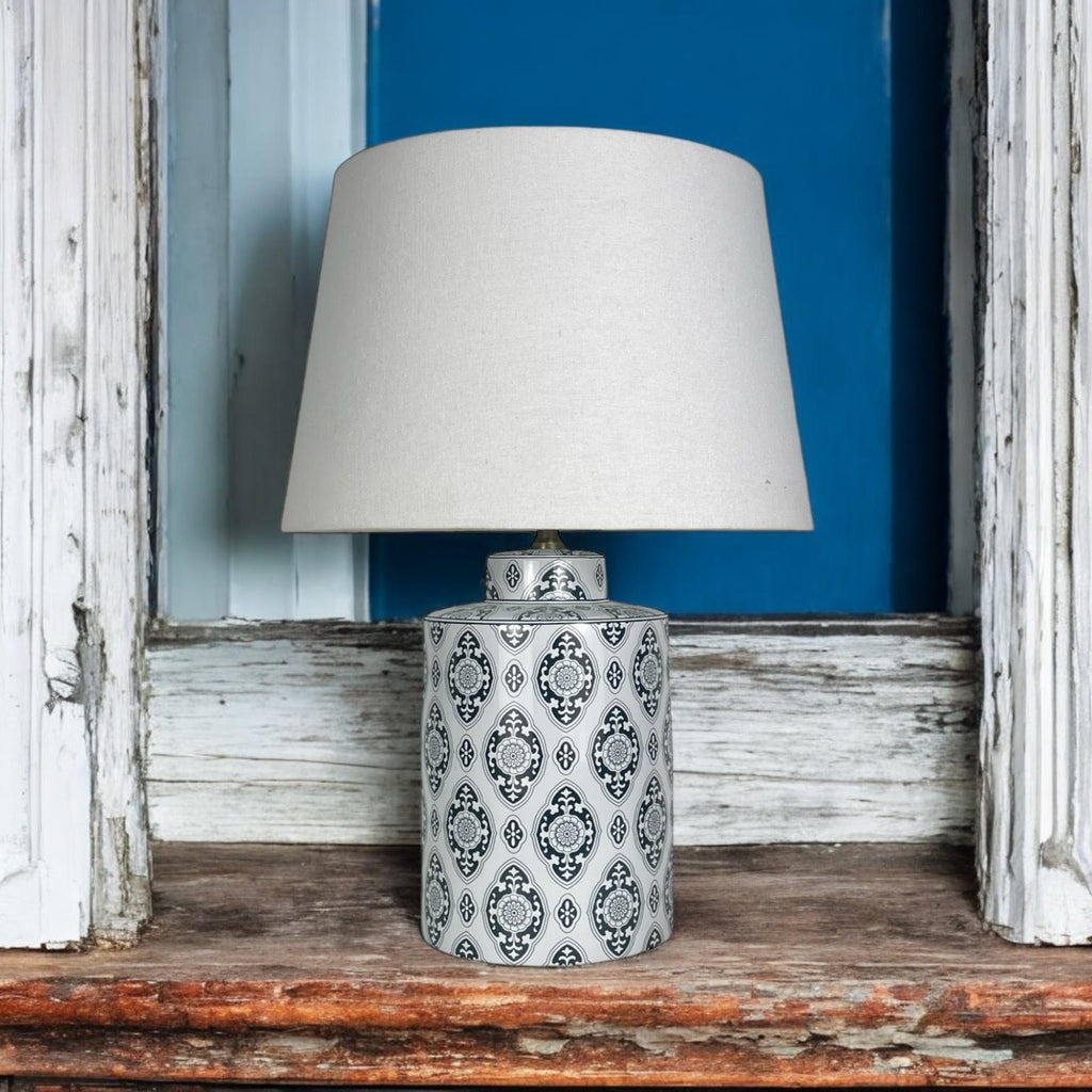Modern Lamp & Shade | Multicolour Base | White Shade
