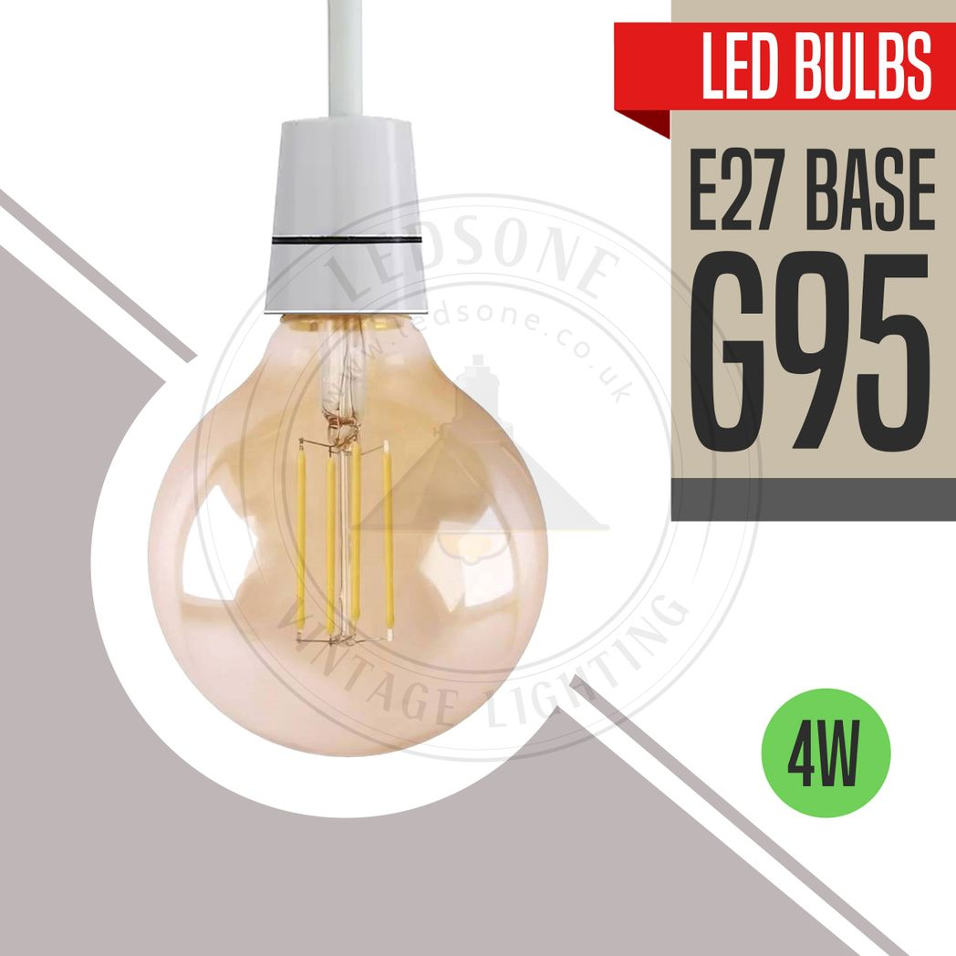 6 Pack E27 LED Edison Dimmable Vintage Amber Glass Warm White 2700K Light Bulbs | Braxby
