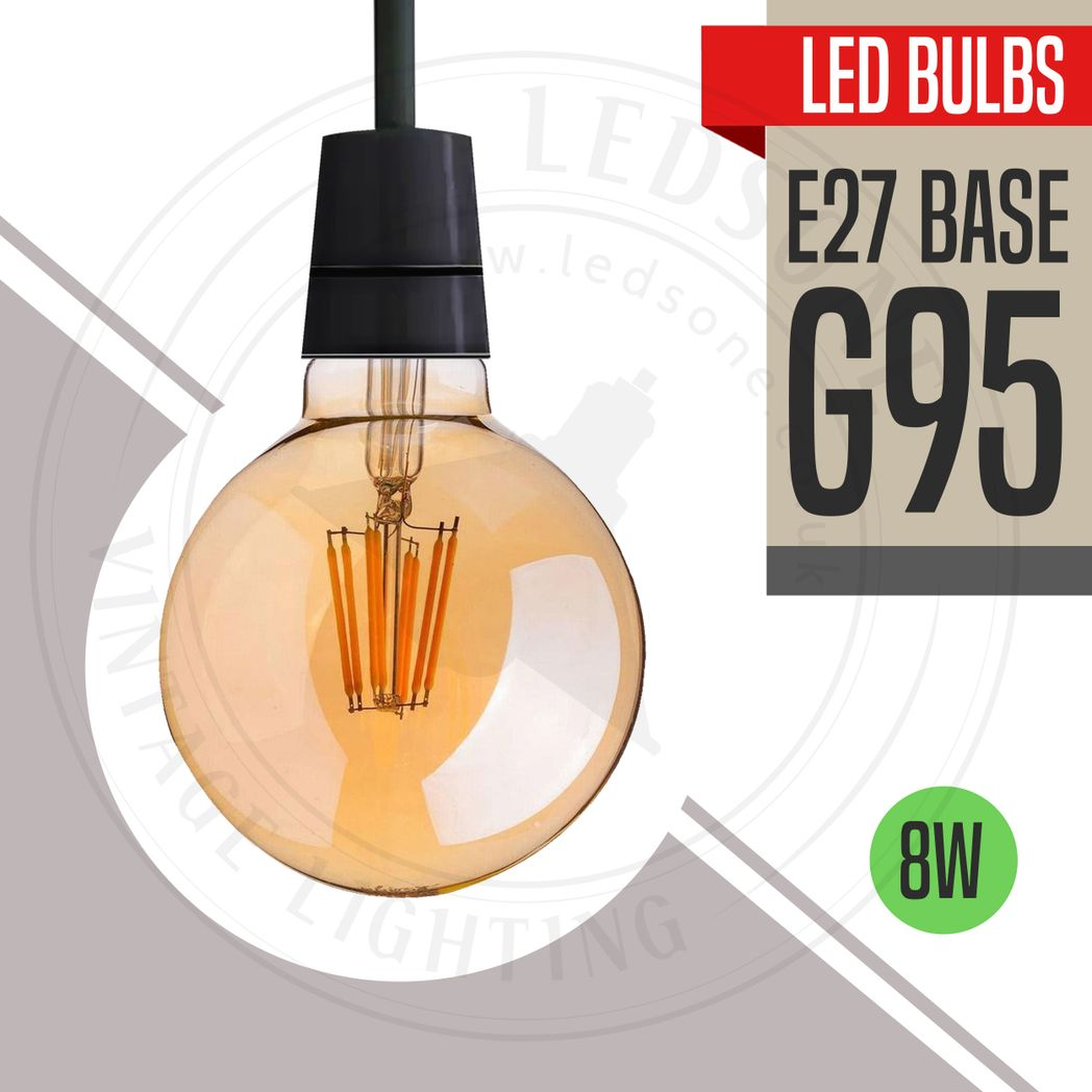 5 Pack Vintage Globe Edison LED Light Bulb G95 8W E27 Screw Bulb | Braxby