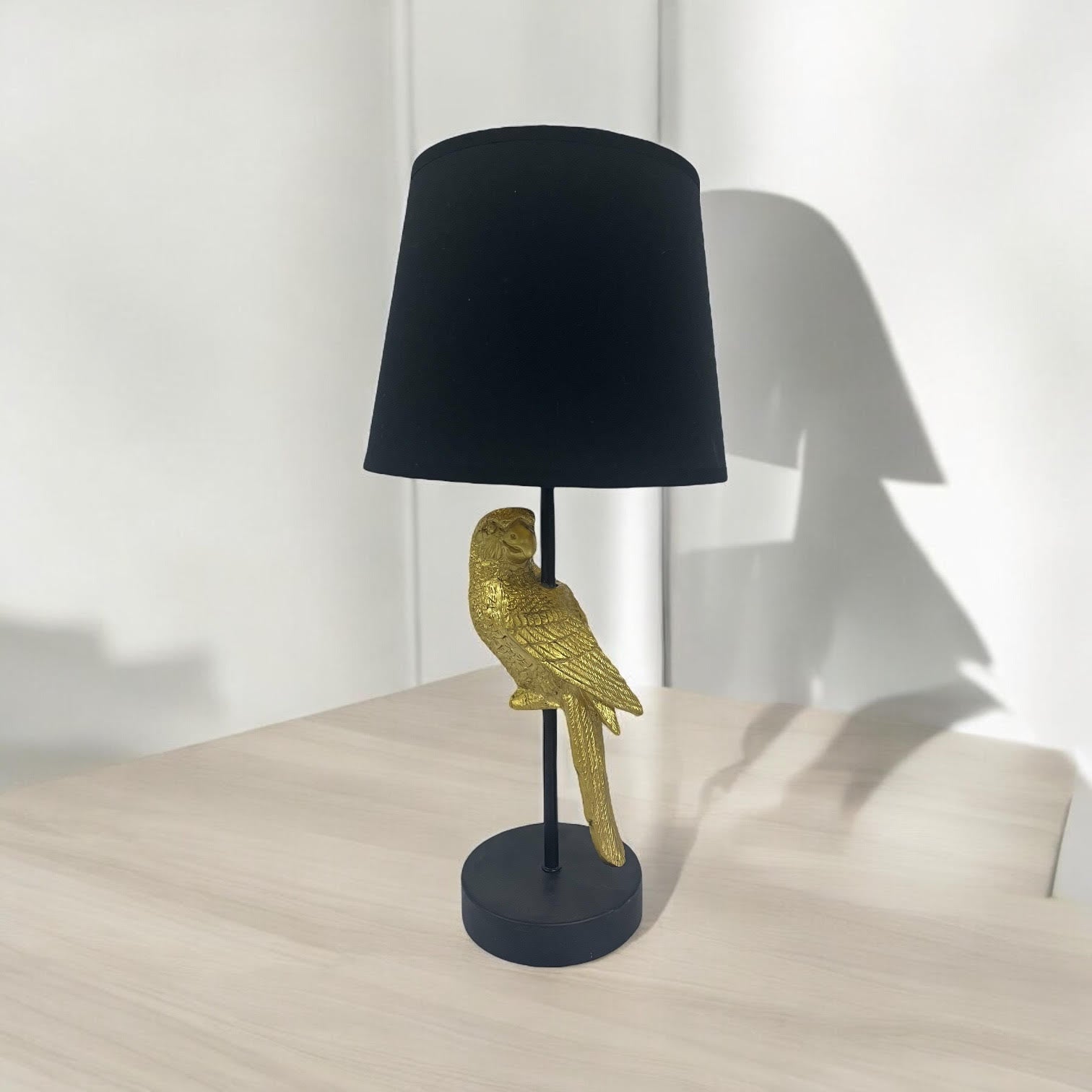 Parrot Design Table Lamp with Black Shade | 47cm | Decorative | Braxby