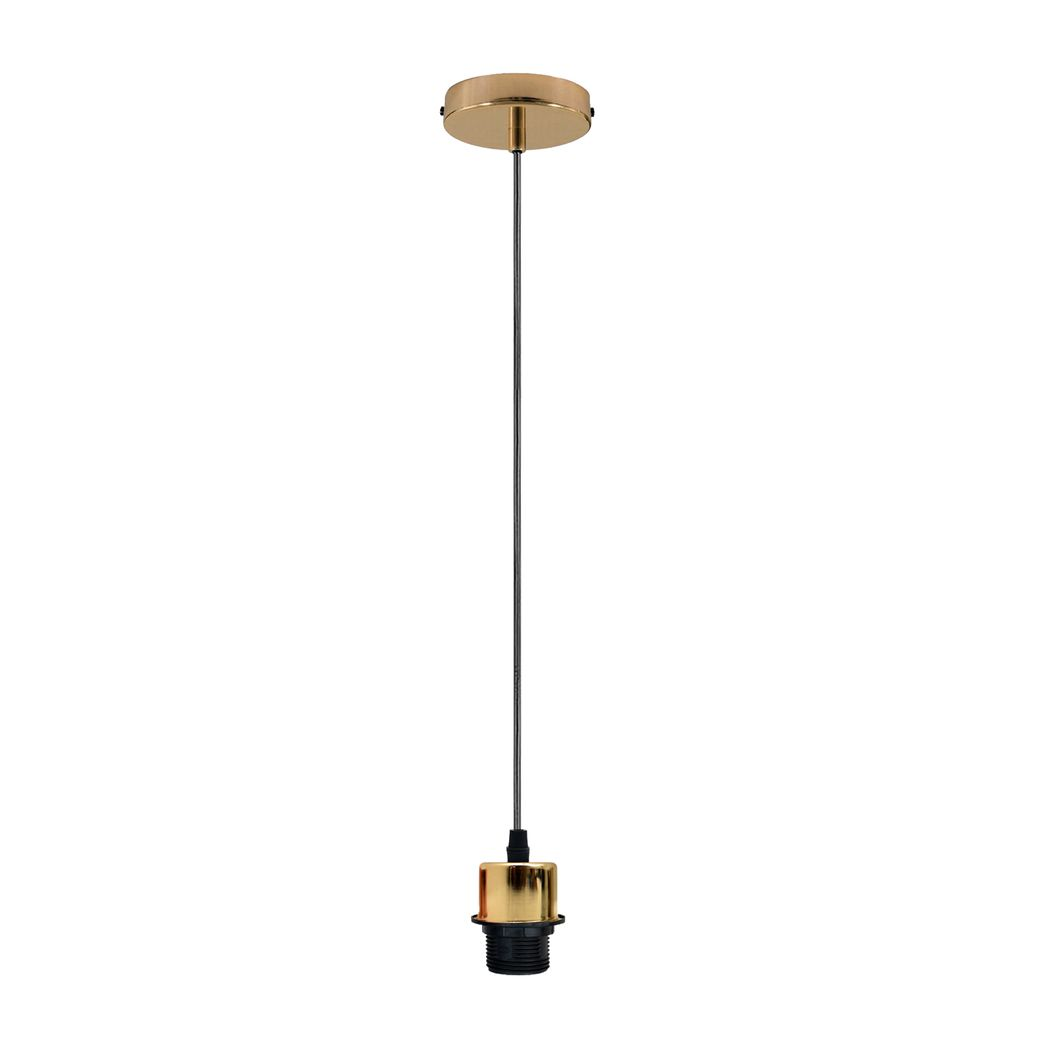 Industrial French Gold Pendant Light Fitting | E27 Lampshade Addable | Braxby