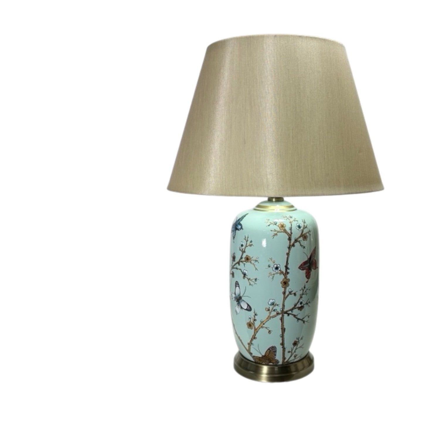 Floral Ceramic Table Lamp | 44cm | White Drum Shade