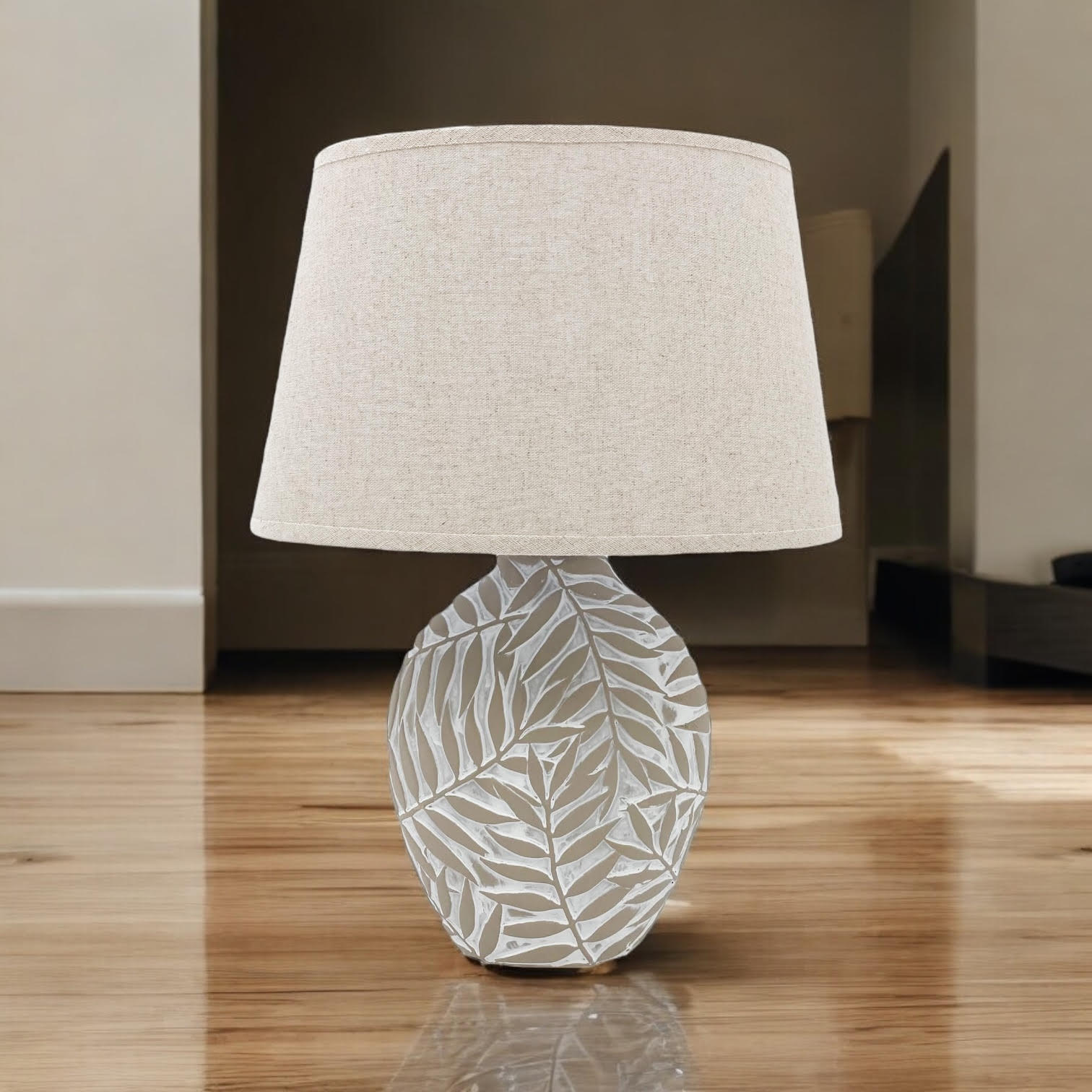 Ceramic Table Lamp | Textured Base | Fabric Shade