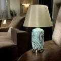 Floral Ceramic Table Lamp | 44cm | White Drum Shade