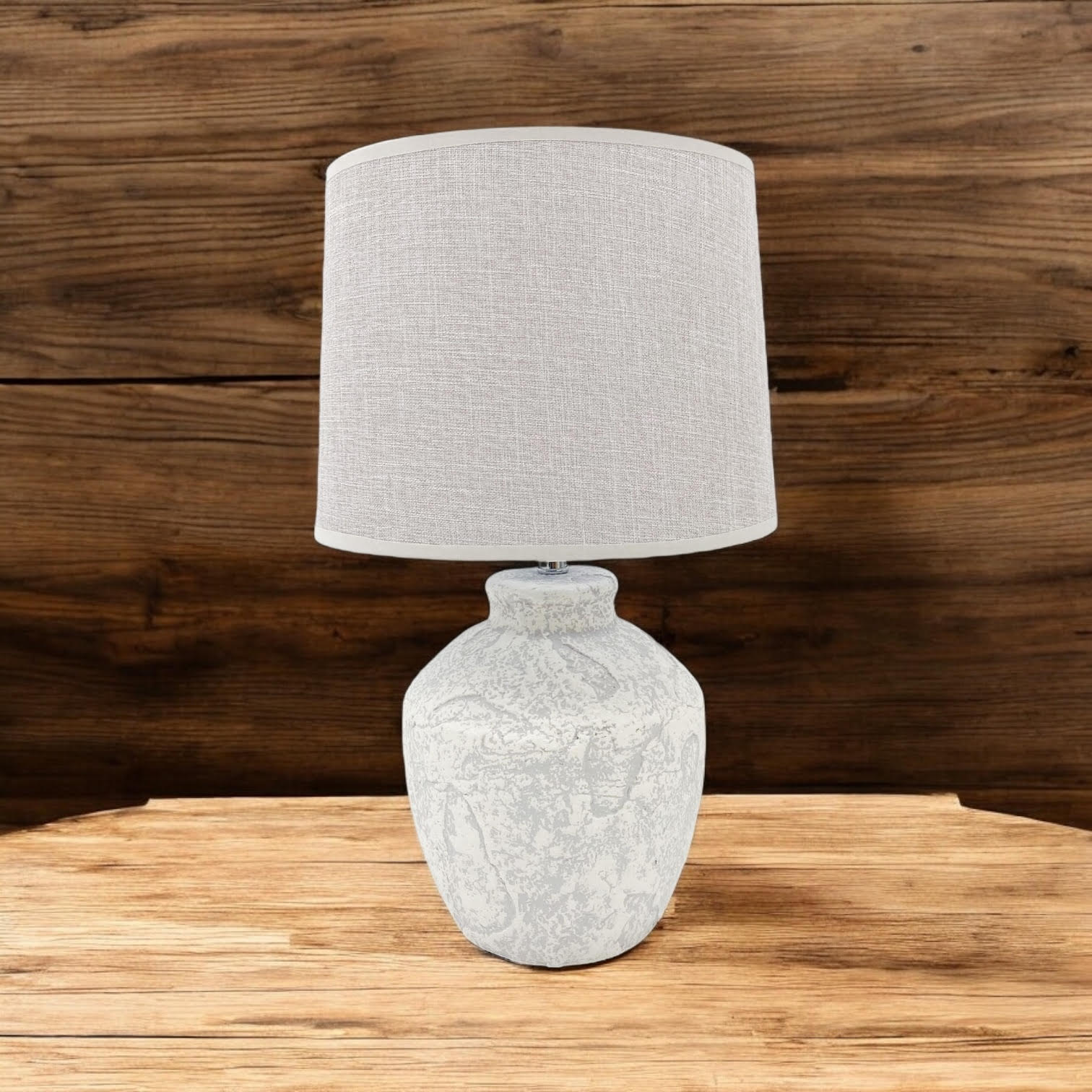 Ceramic Table Lamp | 51cm Cream | Fabric Drum Shade | E27