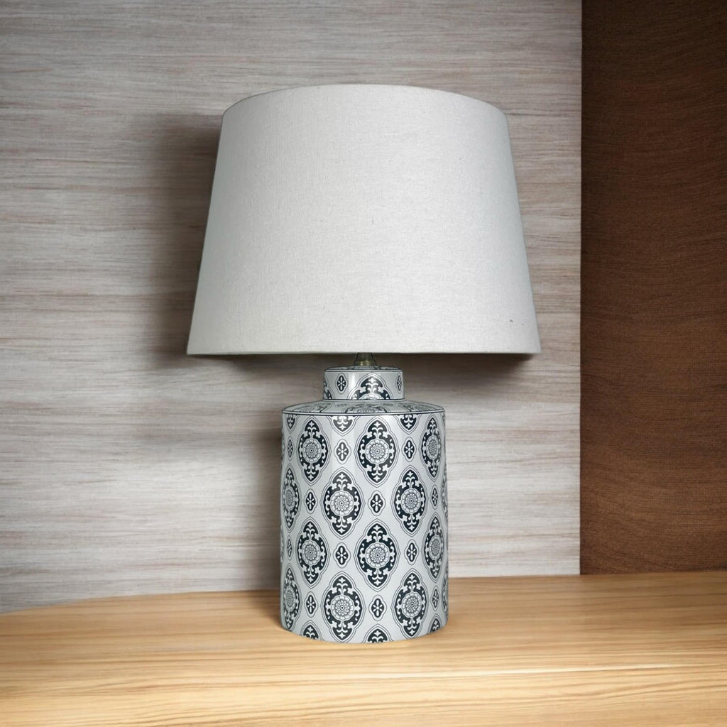 Modern Lamp & Shade | Multicolour Base | White Shade