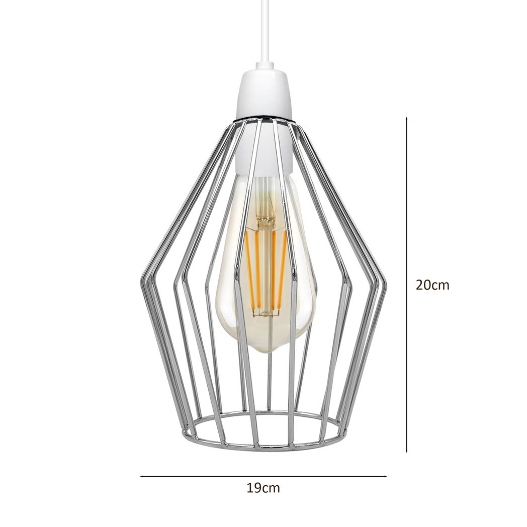 Diamond Wire Cage Lampshade | Industrial Vintage | Chrome | Braxby