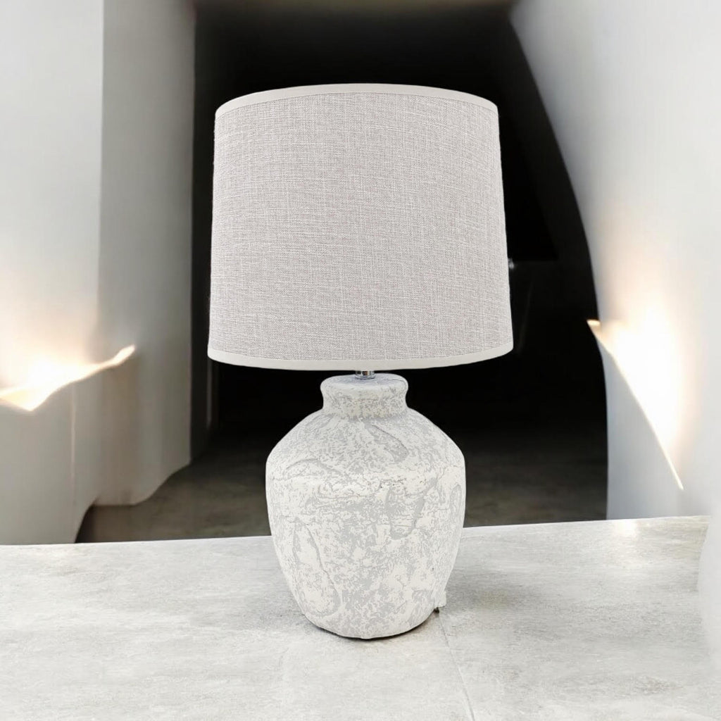 Ceramic Table Lamp | 51cm Cream | Fabric Drum Shade | E27