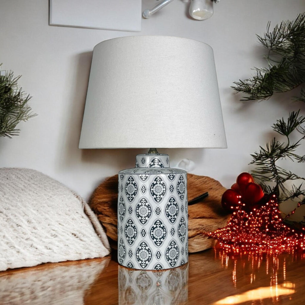 Modern Lamp & Shade | Multicolour Base | White Shade