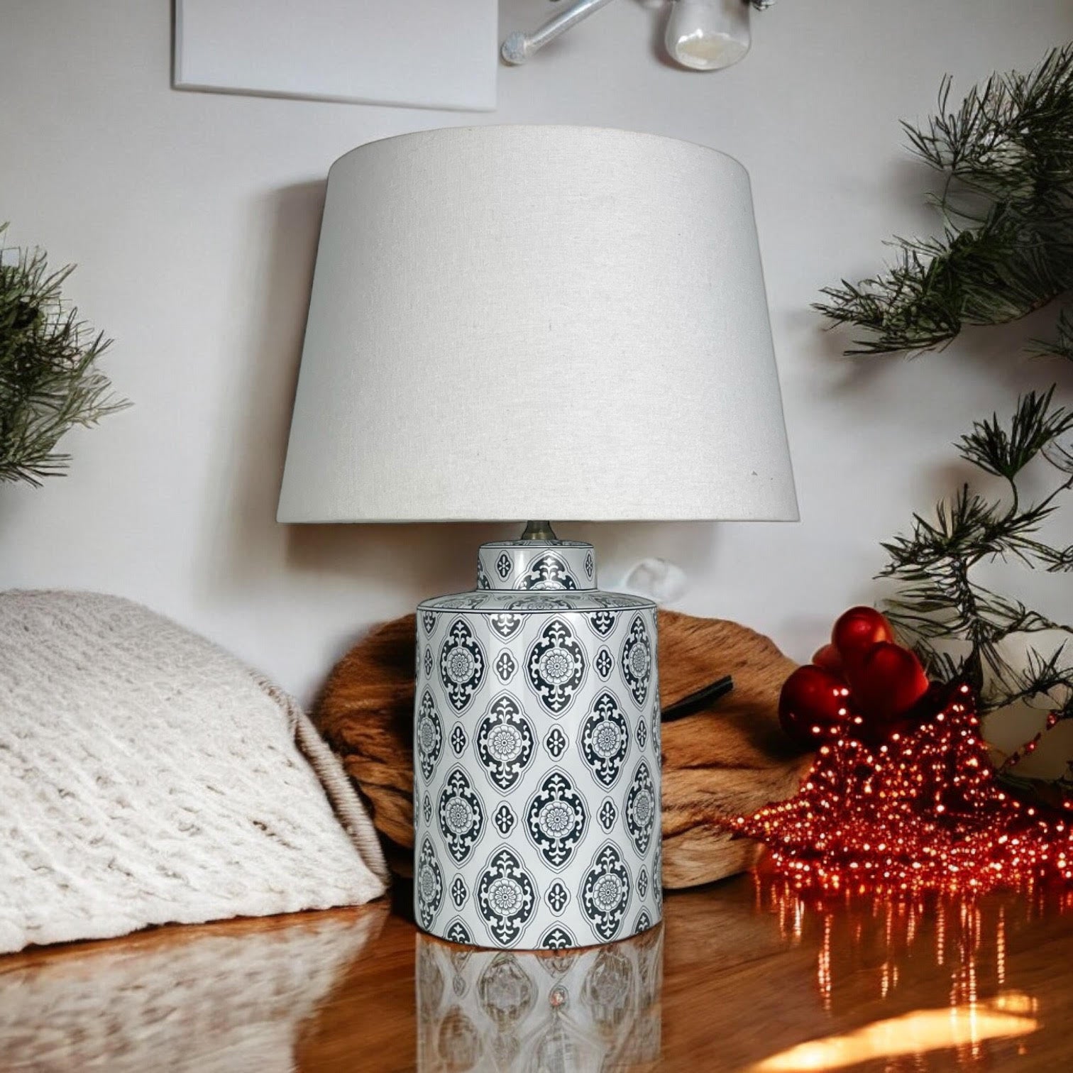 Modern Lamp & Shade | Multicolour Base | White Shade
