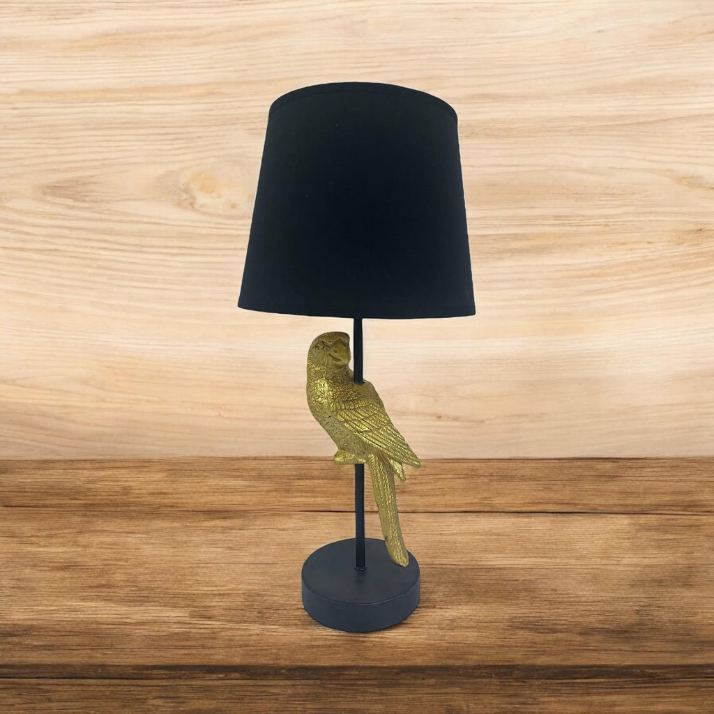 Parrot Design Table Lamp with Black Shade | 47cm | Decorative | Braxby
