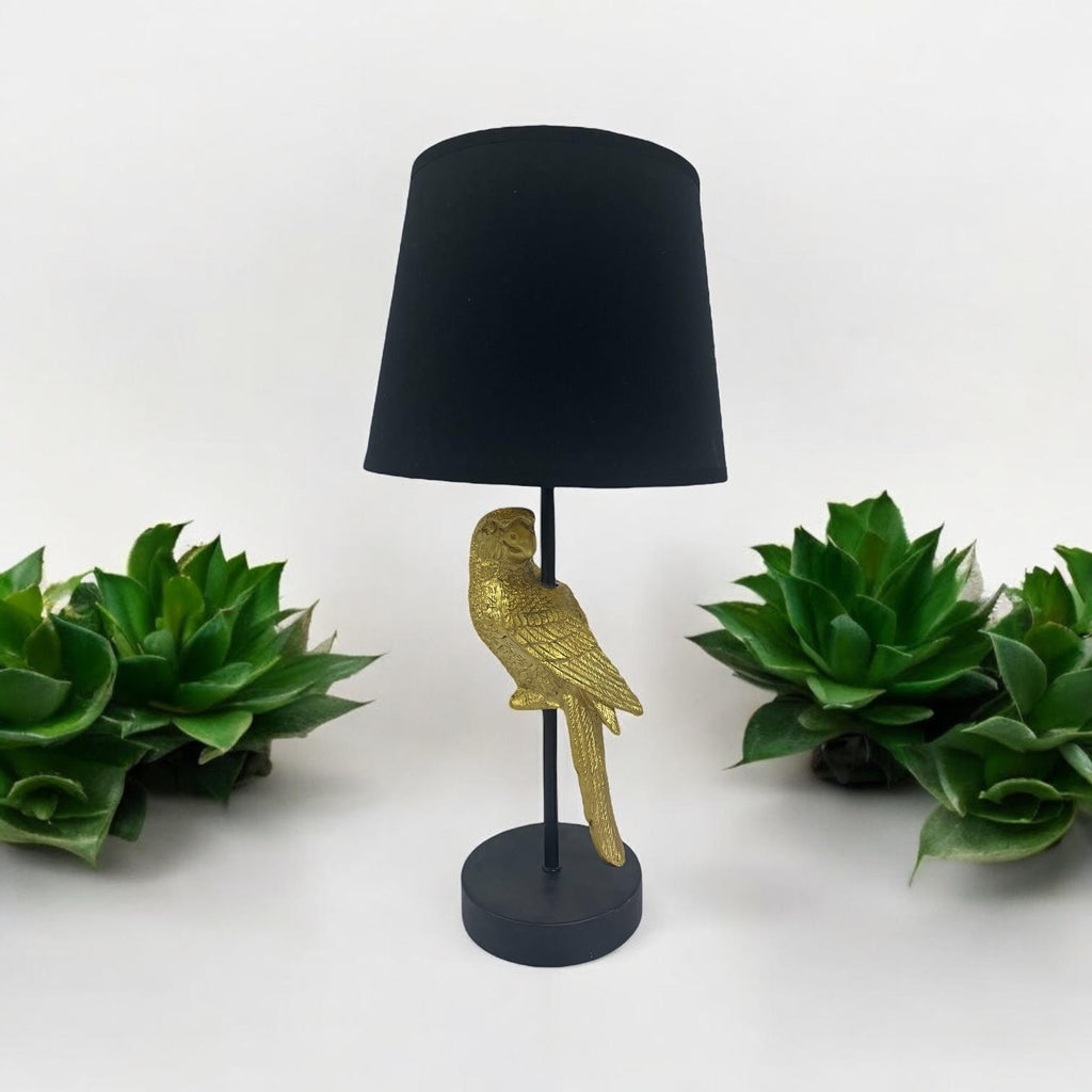 Parrot Design Table Lamp with Black Shade | 47cm | Decorative | Braxby