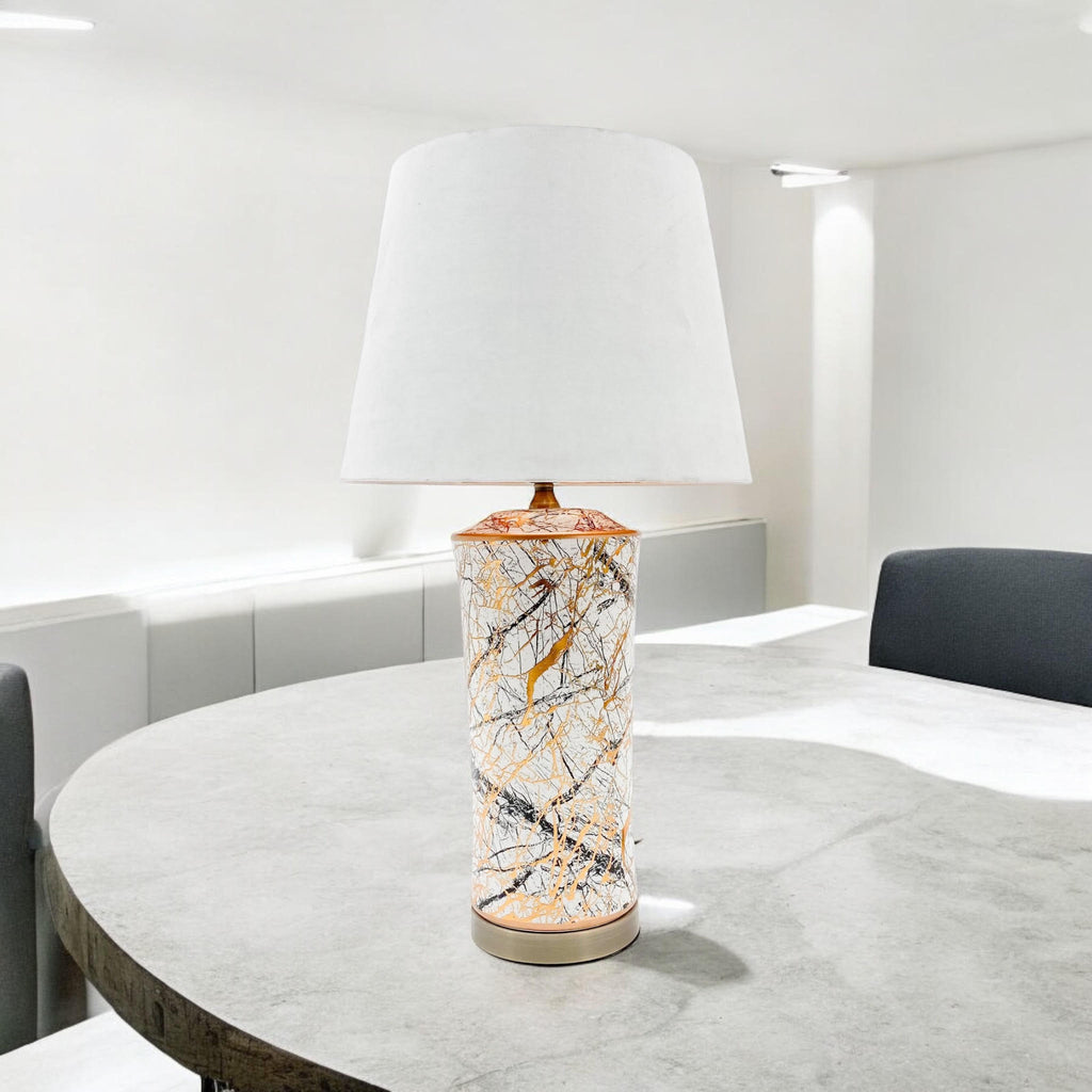 Ceramic Table Lamp | Gold Multicolour | White Shade