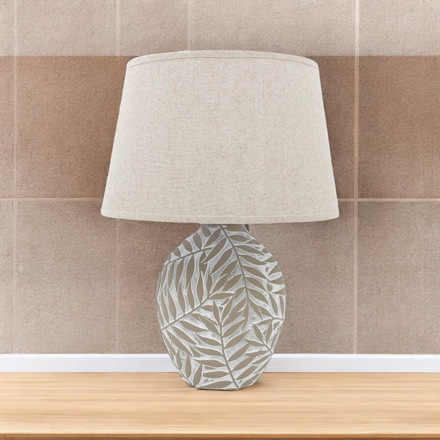 Ceramic Table Lamp | Textured Base | Fabric Shade