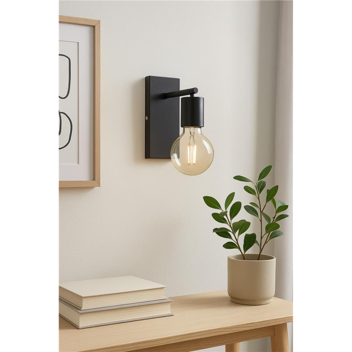 Wood Base Wall Sconce | Black | E27